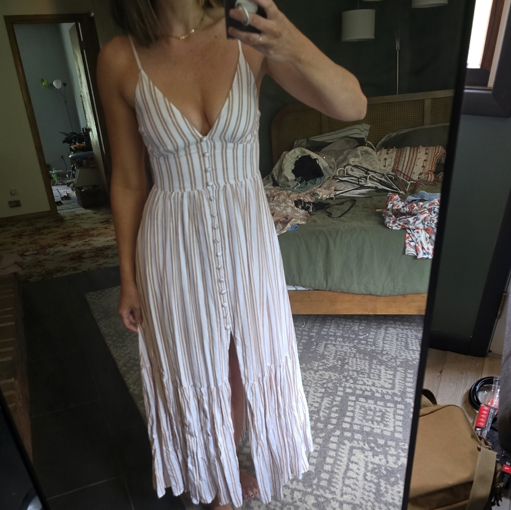 Abercrombie & Fitch Brown and White Striped Dress